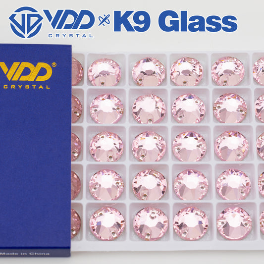 VDD S121 Light Rose 8 Big 8 Small Top Quality K9 Glass Sew on Rhinestones Crystal Flatback Sewing Stones for Clothes Decorations