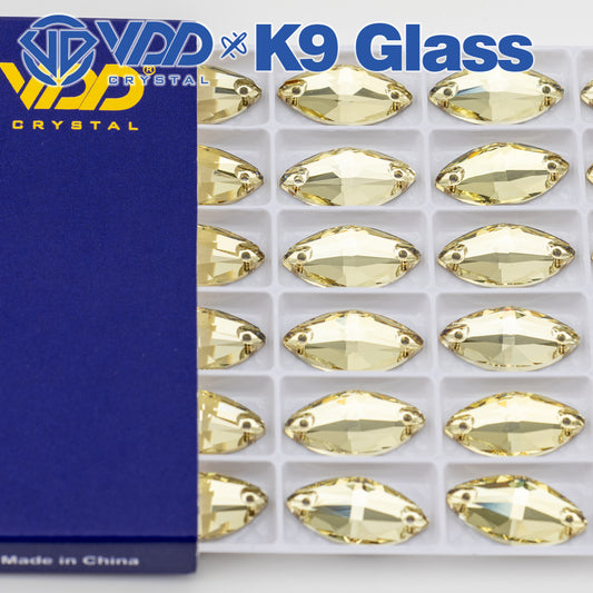 VDD S104 Jonquil Navette Top Quality K9 Glass Sew on Rhinestones Crystal Flatback Sewing Strass Stones for Garment Decorations