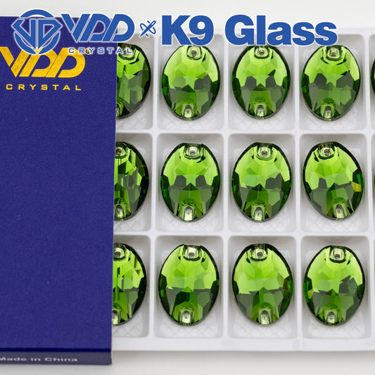 VDD S113 Fern Green Oval Top Quality K9 Glass Sew on Rhinestones Crystal Flatback Sewing Stones for Clothes Decorations