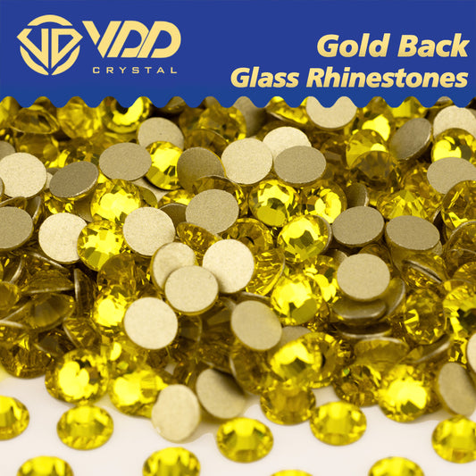 VDD  005 Citrine SS4-SS20 High Quality Glass Rhinestones Crystal Gold Flatback Strass Stones For Nail Art Crafts DIY Decorations