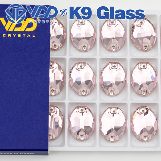 VDD S121 Light Rose Oval Top Quality K9 Glass Sew on Rhinestones Crystal Flatback Sewing Stones for Clothes Decorations