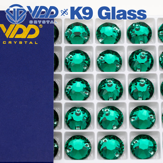 VDD S114 Green Zircon 8 Big 8 Small Top Quality K9 Glass Sew on Rhinestones Crystal Flatback Sewing Stones for Clothes Decorations