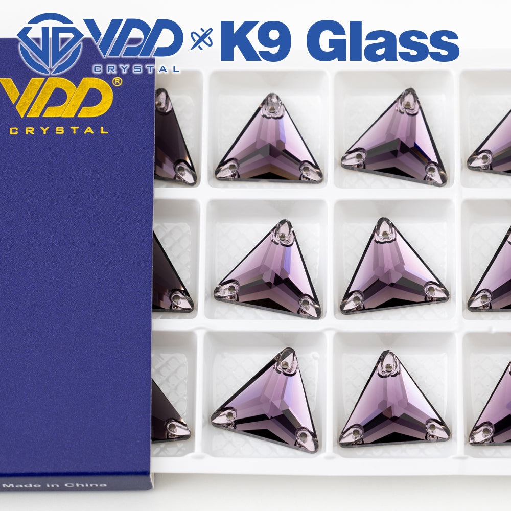 VDD S120 Tanzanite Triangle Top Quality K9 Glass Sew on Rhinestones Crystal Flatback Sewing Stones for Clothes Decorations
