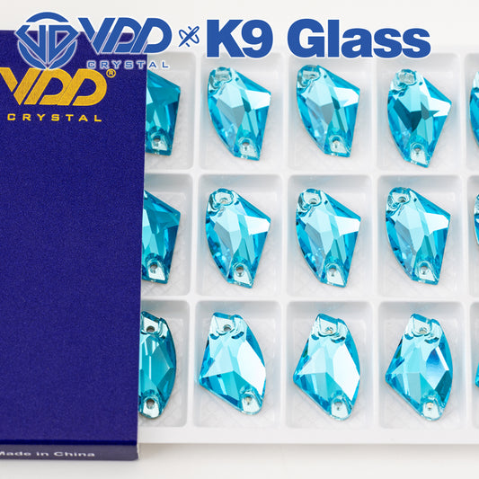 VDD S116 Aqua Blue Galactic Top Quality K9 Glass Sew on Rhinestones Crystal Flatback Sewing Stones for Clothes Decorations