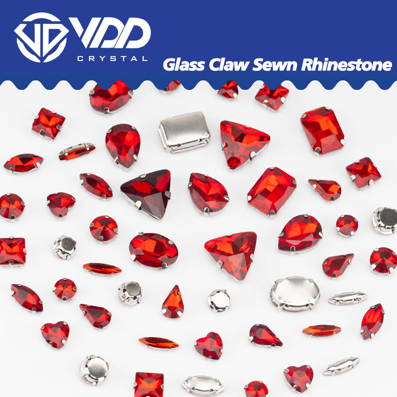 VDD Siam  Multi Shape Mix Size Glass Sew on Rhinestones Crystal Flatback Stones For DIY Shoes Accessories