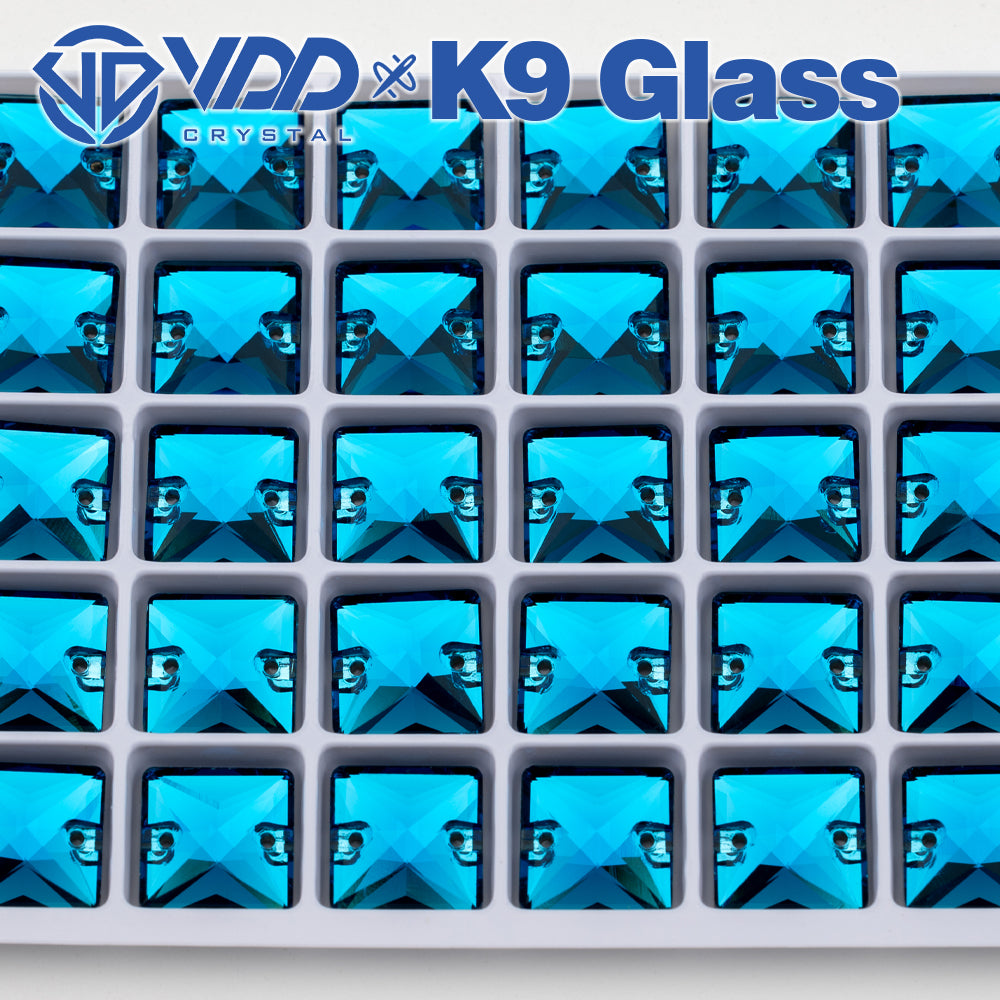 VDD S115 Indicolite Square Top Quality K9 Glass Sew on Rhinestones Crystal Flatback Sewing Stones for Clothes Decorations