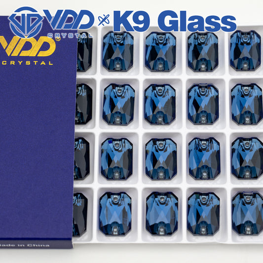 VDD S119 Montana Emerald Cut  Top Quality K9 Glass Sew on Rhinestones Crystal Flatback Sewing Stones for Clothes Decorations