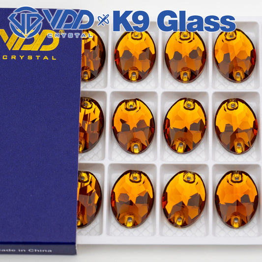 VDD S107 Coffee Oval Top Quality K9 Glass Sew on Rhinestones Crystal Flatback Sewing Stones for Clothes Decorations