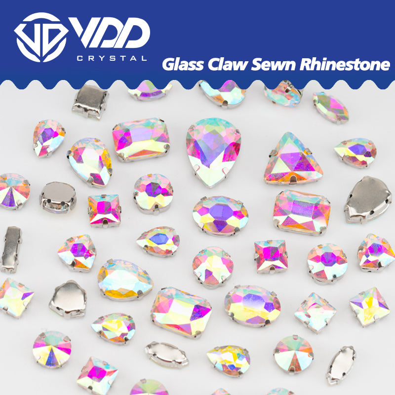 VDD  Crystal AB Multi Shape Mix Size Glass Sew on Rhinestones Crystal Flatback Stones For DIY Shoes Accessories