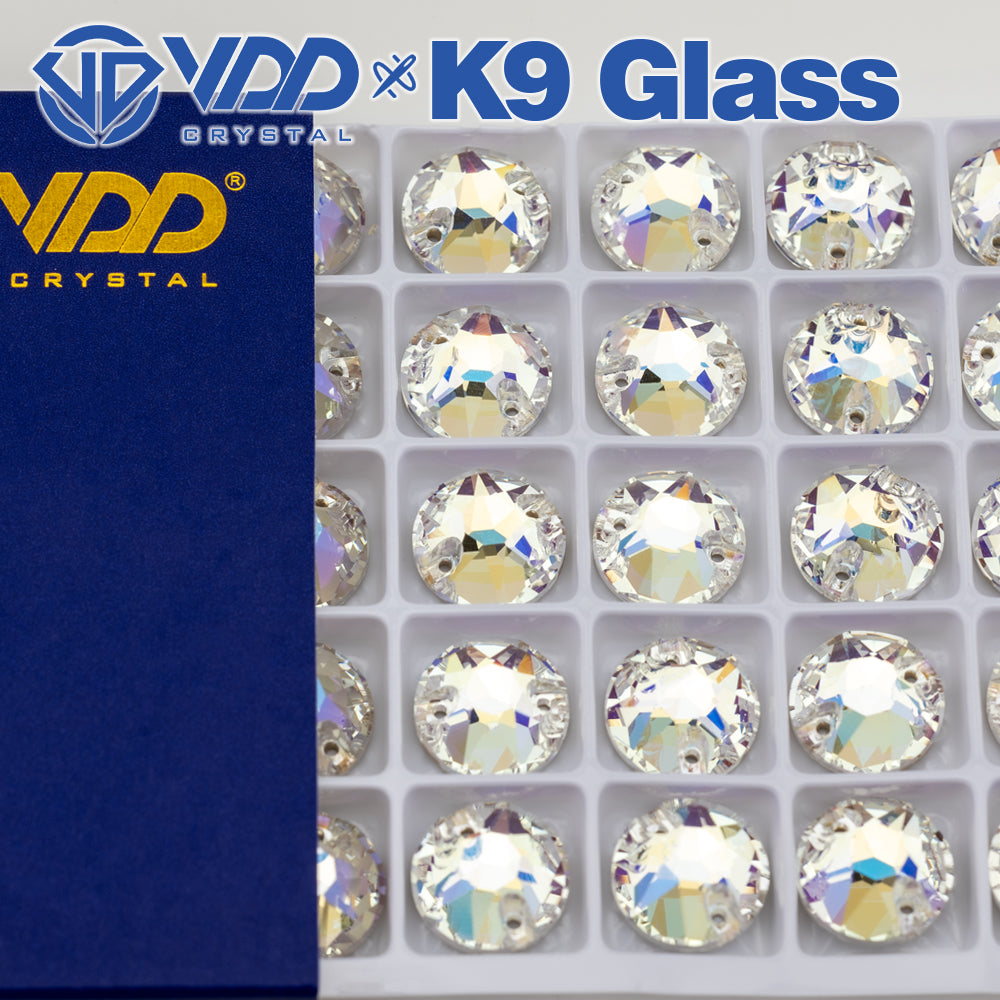 VDD S256 Moonlight  8 Big 8 Small Top Quality K9 Glass Sew on Rhinestones Crystal Flatback Sewing Stones for Clothes Decorations