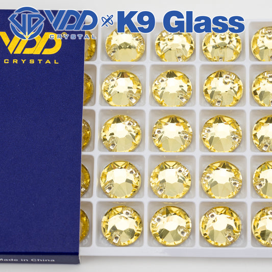 VDD S104 Jonquil 8 Big 8 Small Top Quality K9 Glass Sew on Rhinestones Crystal Flatback Sewing Stones for Clothes Decorations