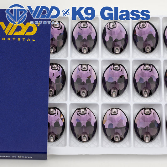VDD S120 Tanzanite Oval Top Quality K9 Glass Sew on Rhinestones Crystal Flatback Sewing Stones for Clothes Decorations