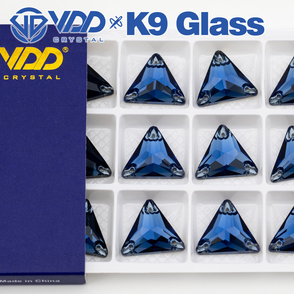 VDD S119 Montana Triangle Top Quality K9 Glass Sew on Rhinestones Crystal Flatback Sewing Stones for Clothes Decorations