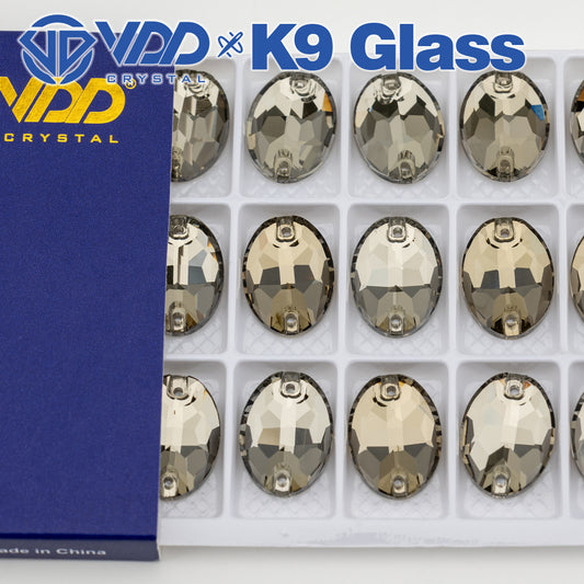 VDD S103 Black Diamond  Oval Top Quality K9 Glass Sew on Rhinestones Crystal Flatback Sewing Stones for Clothes Decorations