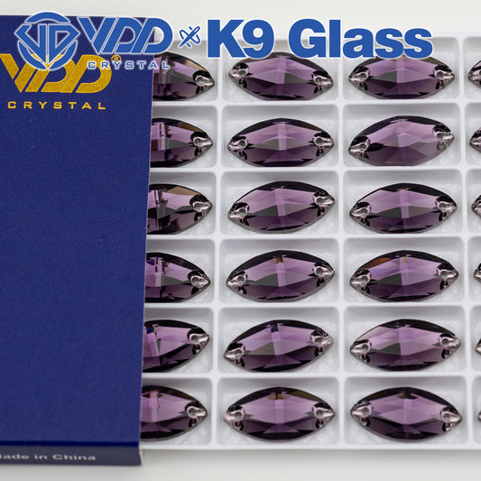 VDD S120 Tanzanite Navette Top Quality K9 Glass Sew on Rhinestones Crystal Flatback Sewing Strass Stones for Garment Decorations