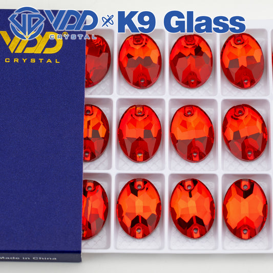 VDD S109 Siam Oval Top Quality K9 Glass Sew on Rhinestones Crystal Flatback Sewing Stones for Clothes Decorations