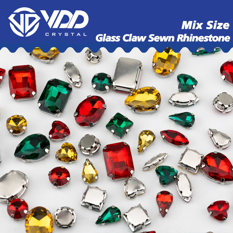 VDD Christmas Color Multi Shape K9 Glass Sew On Rhinestones High Quality AAAAA Crystal Flatback Sewing Strass Stones