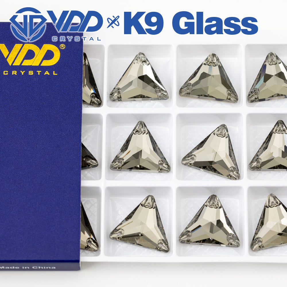 VDD S103 Black Diamond Triangle Top Quality K9 Glass Sew on Rhinestones Crystal Flatback Sewing Stones for Clothes Decorations