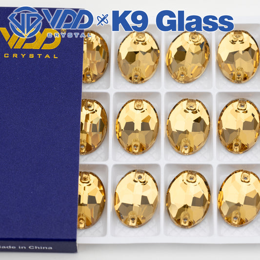 VDD S106 Lt.Co.Topaz Oval Top Quality K9 Glass Sew on Rhinestones Crystal Flatback Sewing Stones for Clothes Decorations
