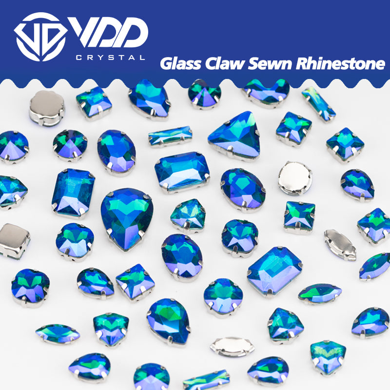VDD Emerald AB Multi Shape Mix Size Glass Sew on Rhinestones Crystal Flatback Stones For DIY Shoes Accessories