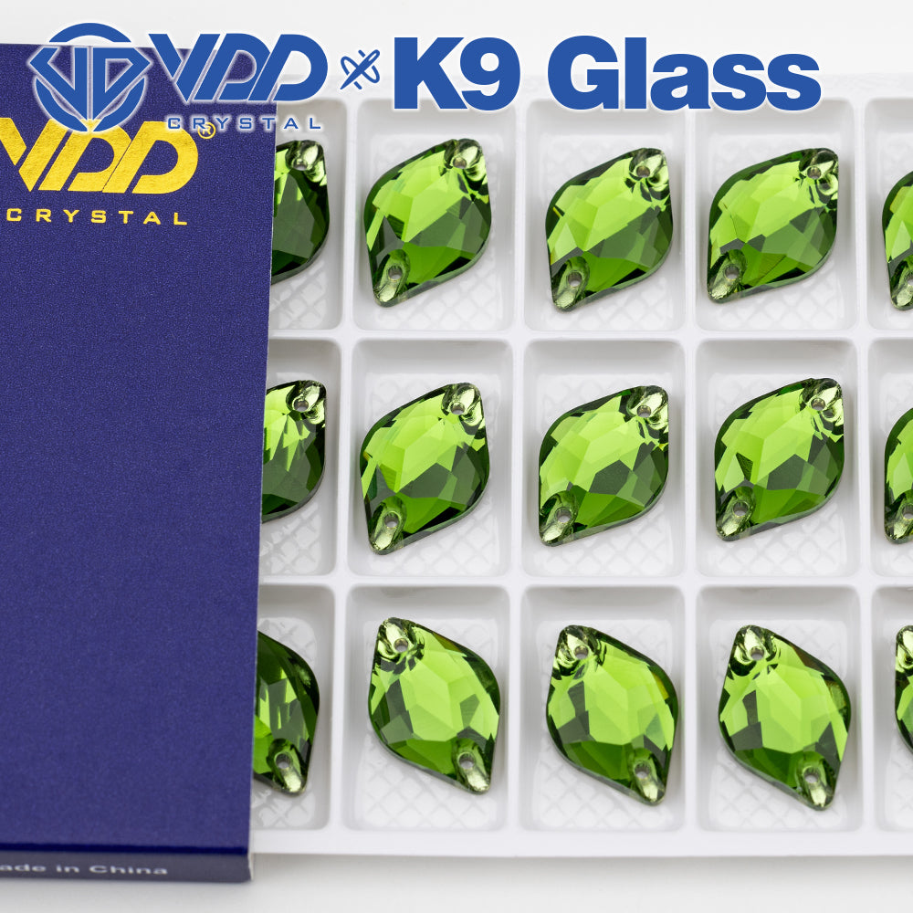 VDD S113 Fern Green Lemon Top Quality K9 Glass Sew on Rhinestones Crystal Flatback Sewing Stones for Clothes Decorations