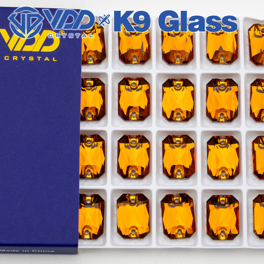 VDD S107 Coffee Emerald Cut  Top Quality K9 Glass Sew on Rhinestones Crystal Flatback Sewing Stones for Clothes Decorations