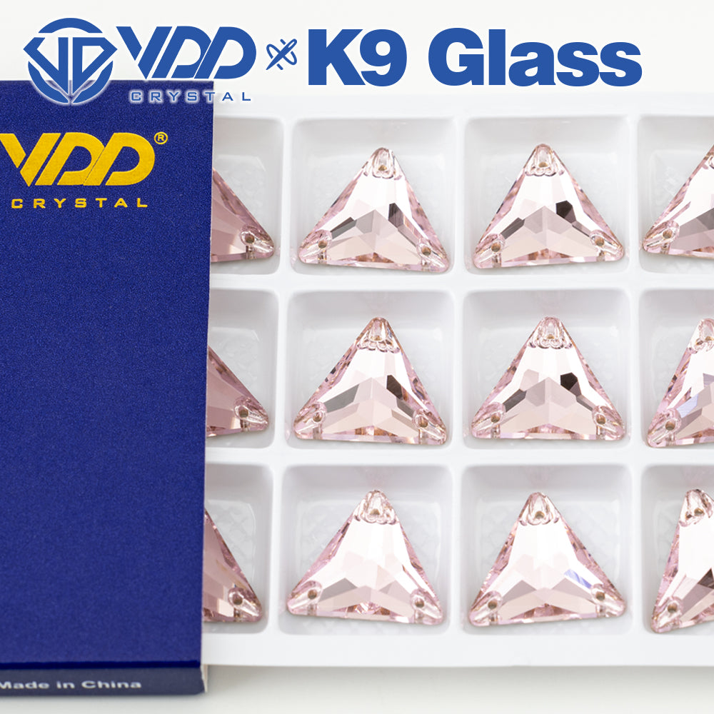 VDD S121 Light Rose Triangle Top Quality K9 Glass Sew on Rhinestones Crystal Flatback Sewing Stones for Clothes Decorations