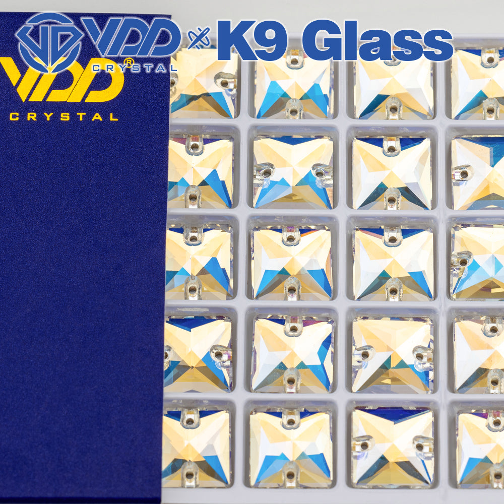 VDD S256 Moonlight  Square Top Quality K9 Glass Sew on Rhinestones Crystal Flatback Sewing Stones for Clothes Decorations