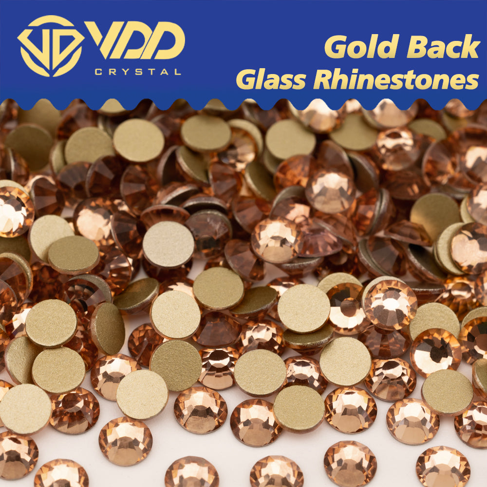 VDD 010 Lt.Peach High Quality Glass Rhinestones Crystal Gold Flatback Strass Stones For Nail Art Crafts DIY Decorations