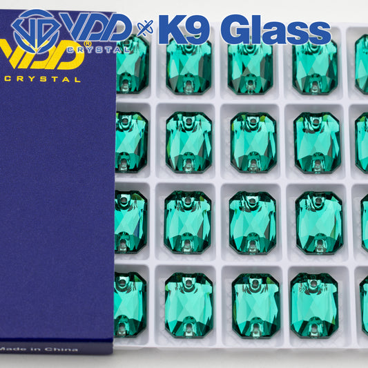 VDD S114 Green Zircon Emerald Cut  Top Quality K9 Glass Sew on Rhinestones Crystal Flatback Sewing Stones for Clothes Decorations