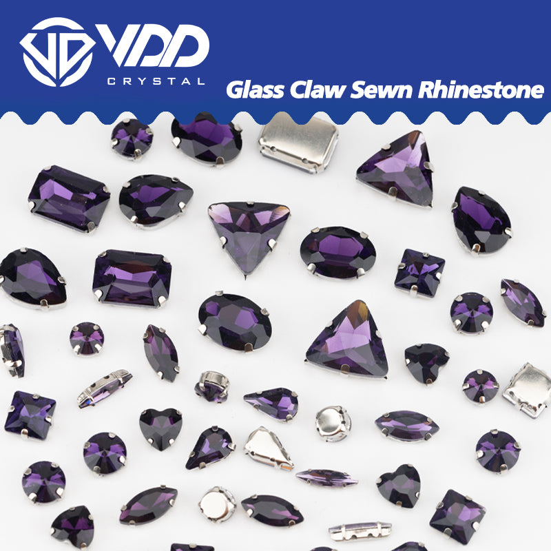 VDD Amethyst Multi Shape Mix Size Glass Sew on Rhinestones Crystal Flatback Stones For DIY Shoes Accessories