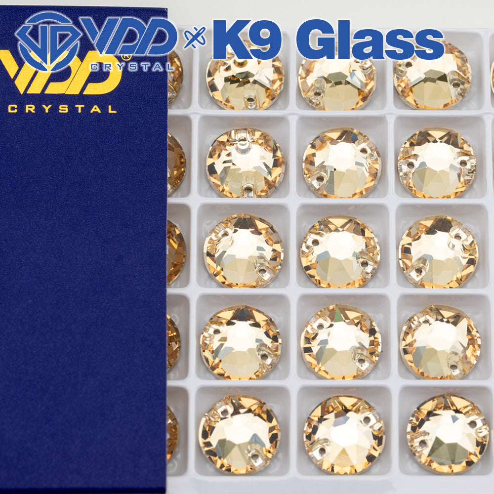 VDD S257 Golden Shadow 8 Big 8 Small Top Quality K9 Glass Sew on Rhinestones Crystal Flatback Sewing Stones for Clothes Decorations