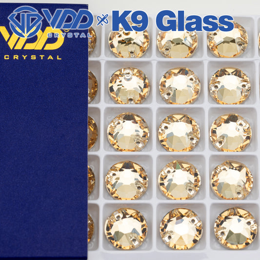 VDD S257 Golden Shadow 8 Big 8 Small Top Quality K9 Glass Sew on Rhinestones Crystal Flatback Sewing Stones for Clothes Decorations