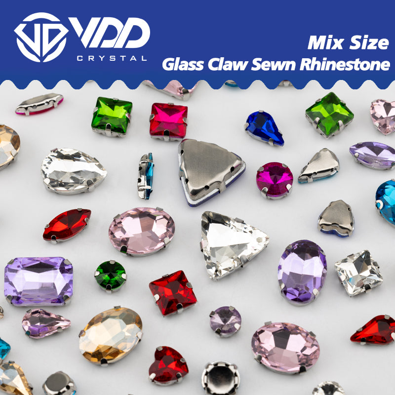 VDD  Lt. Mix Color Multi Shape  K9 Glass Sew On Rhinestones High Quality AAAAA Crystal Flatback Sewing Strass Stones