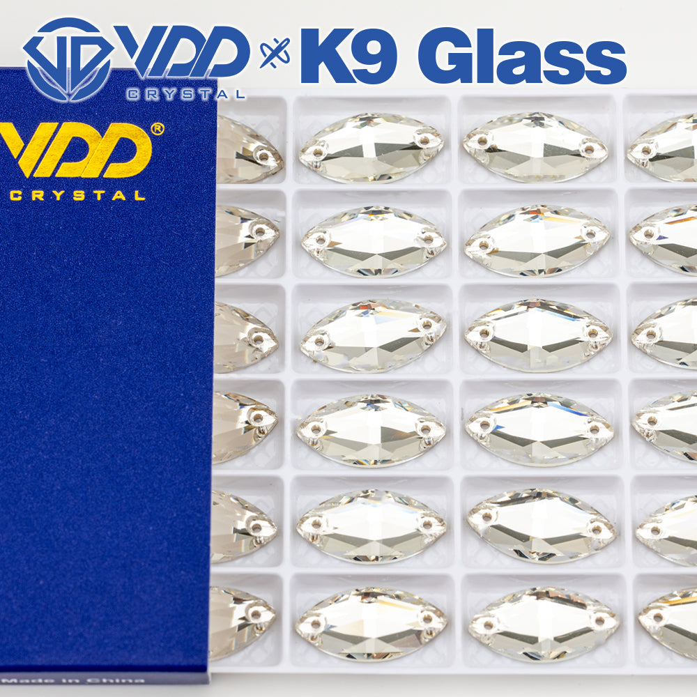 VDD S101 Crystal Navette Top Quality K9 Glass Sew on Rhinestones Crystal Flatback Sewing Strass Stones for Garment Decorations