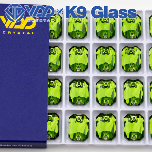 VDD S113 Fern Green Emerald Cut  Top Quality K9 Glass Sew on Rhinestones Crystal Flatback Sewing Stones for Clothes Decorations
