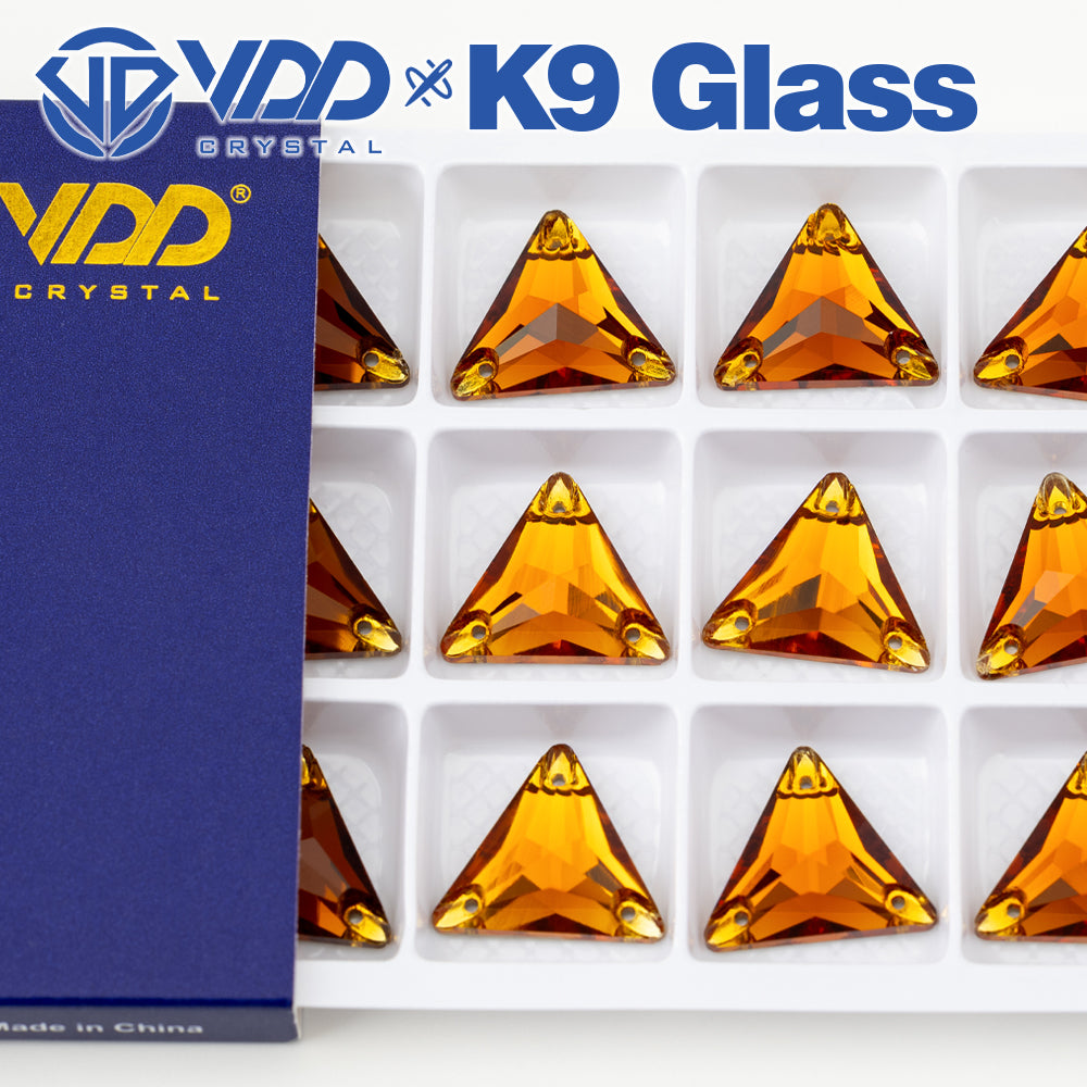 VDD S107 Coffee Triangle Top Quality K9 Glass Sew on Rhinestones Crystal Flatback Sewing Stones for Clothes Decorations