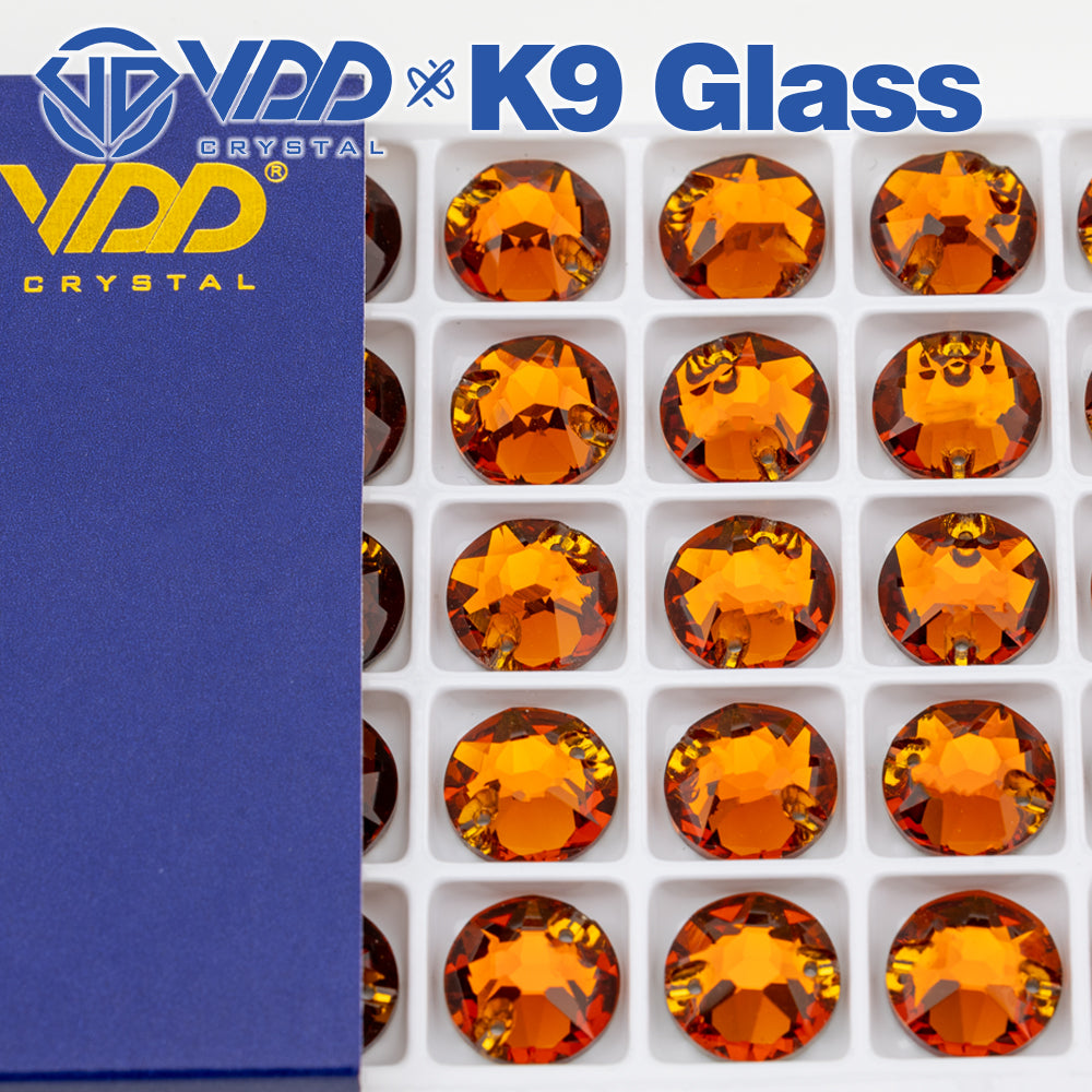 VDD S107 Coffee 8 Big 8 Small Top Quality K9 Glass Sew on Rhinestones Crystal Flatback Sewing Stones for Clothes Decorations