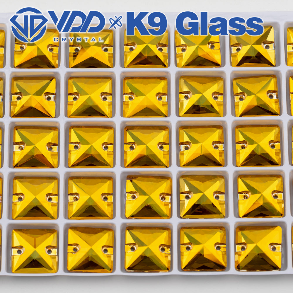 VDD S258 Sunshine Square Top Quality K9 Glass Sew on Rhinestones Crystal Flatback Sewing Stones for Clothes Decorations