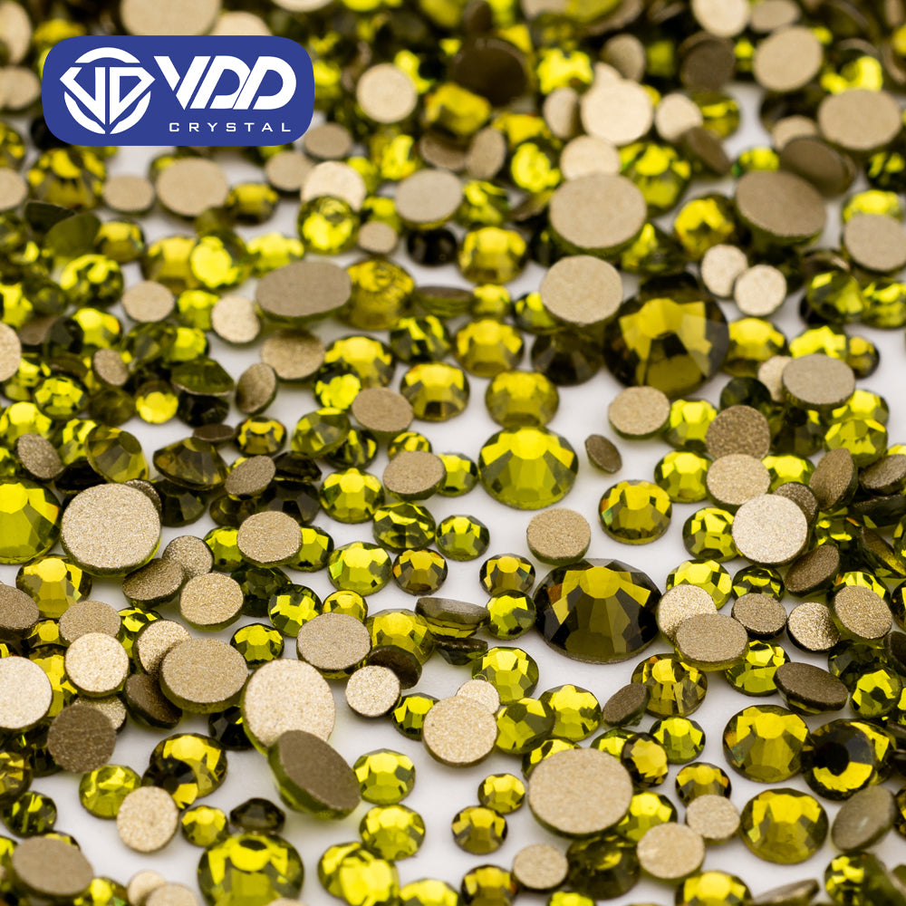 VDD 021 Olivine Mix Size SS4-SS20 Clear Crystal Rhinestones Non-hotfix Gold Flatback Glitter Stones Nail Art Crafts DIY Decorations