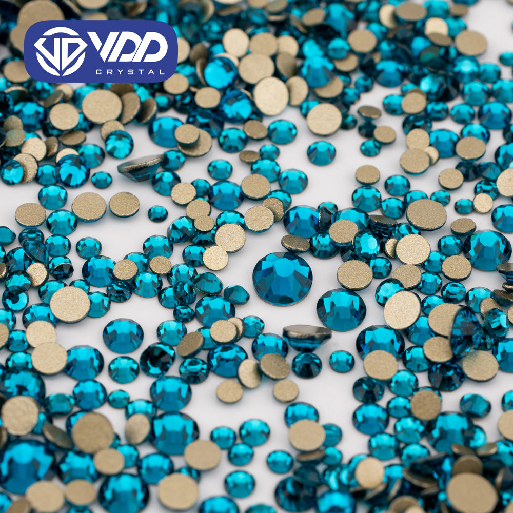 VDD 025 Indicolite Mix Size SS4-SS20 Clear Crystal Rhinestones Non-hotfix Gold Flatback Glitter Stones Nail Art Crafts DIY Decorations