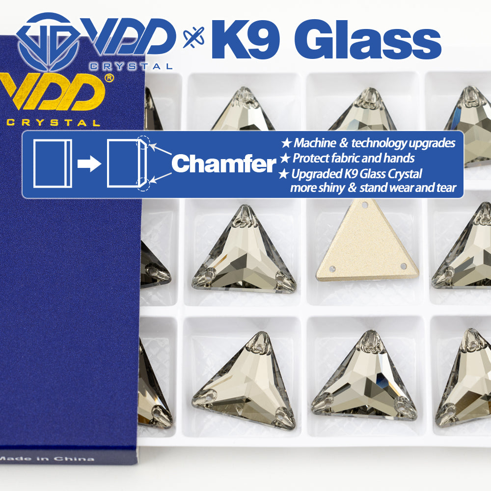 VDD S103 Black Diamond Triangle Top Quality K9 Glass Sew on Rhinestones Crystal Flatback Sewing Stones for Clothes Decorations