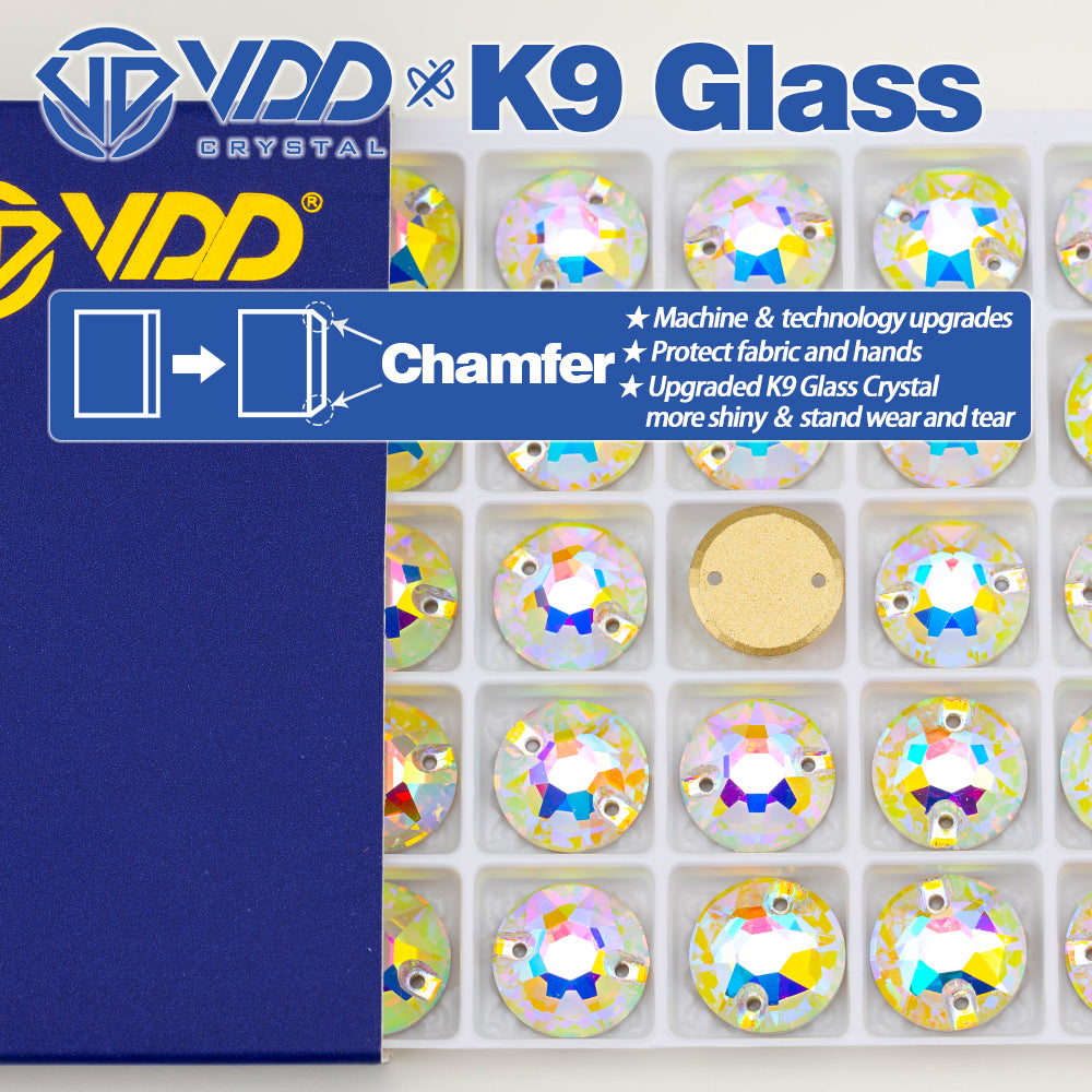 VDD S255 Crystal AB 8 Big 8 Small Top Quality K9 Glass Sew on Rhinestones Crystal Flatback Sewing Stones for Clothes Decorations