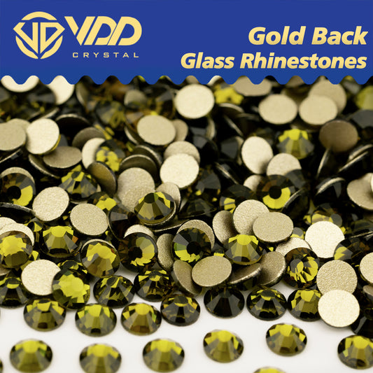 VDD 021 Olivine High Quality Glass Rhinestones Crystal Gold Flatback Strass Stones For Nail Art Crafts DIY Decorations