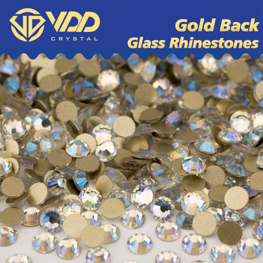 VDD 060 Moonlight High Quality Glass Rhinestones Crystal Gold Flatback Strass Stones For Nail Art Crafts DIY Decorations