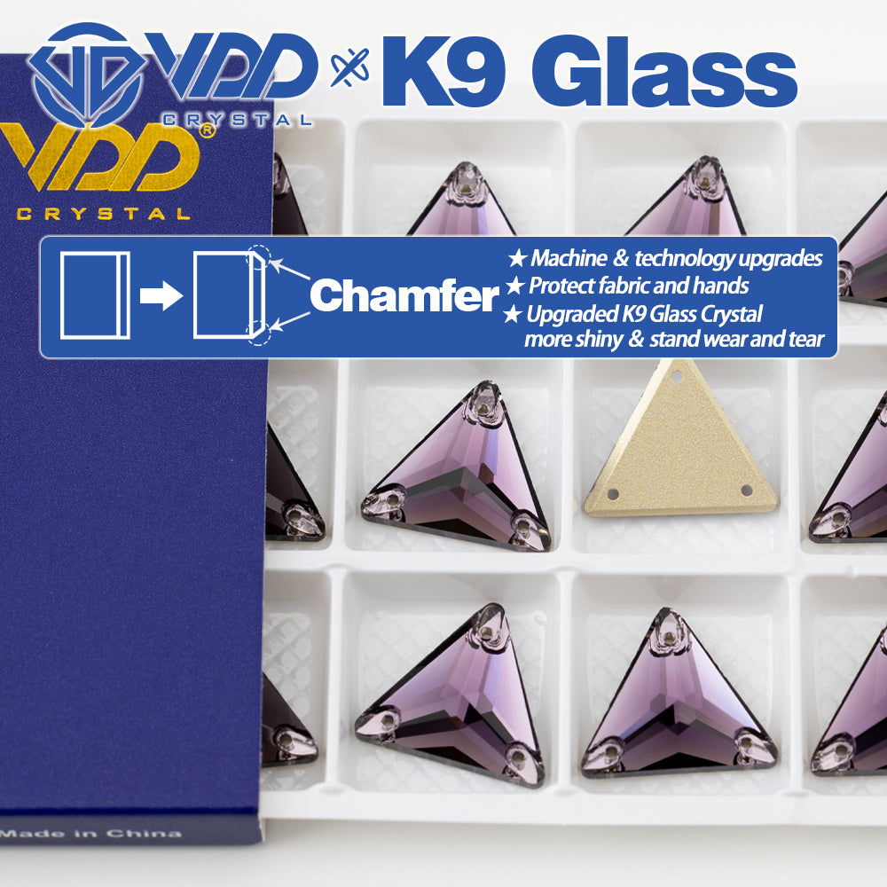VDD S120 Tanzanite Triangle Top Quality K9 Glass Sew on Rhinestones Crystal Flatback Sewing Stones for Clothes Decorations
