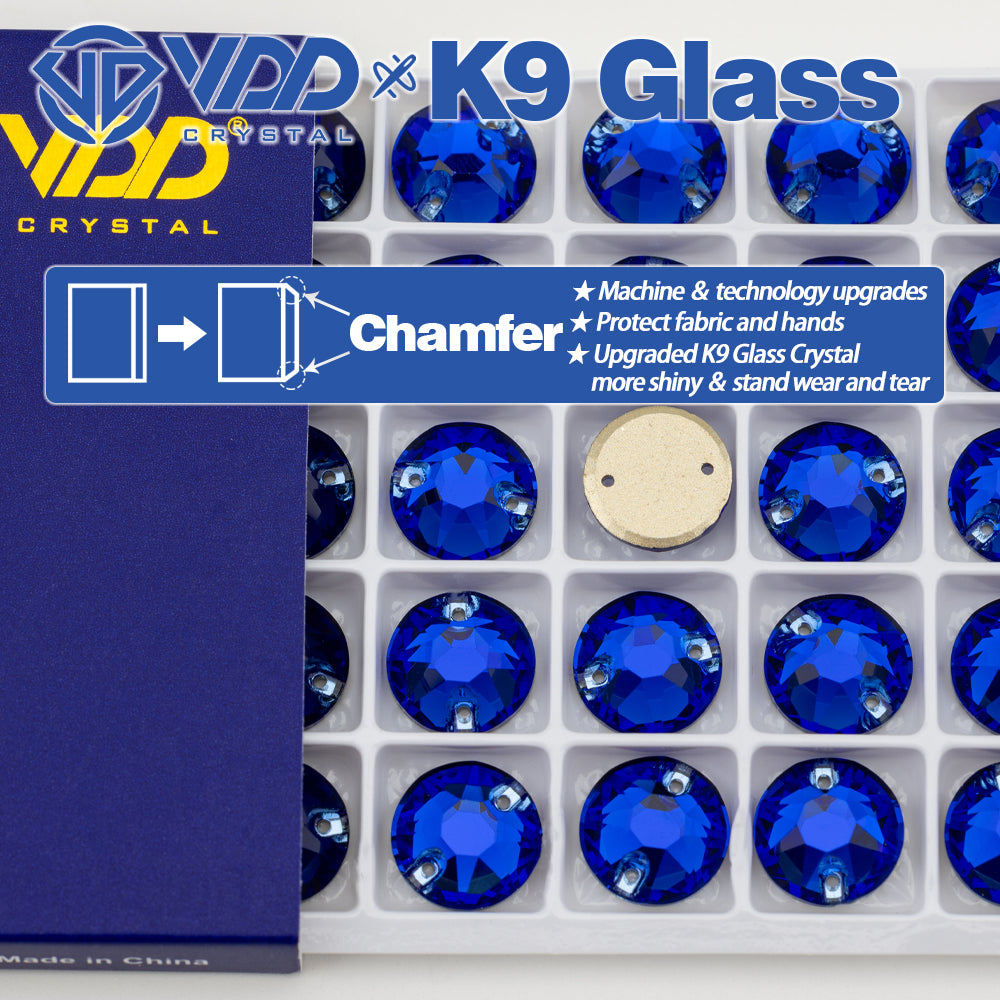 VDD S118 Sapphire 8 Big 8 Small Top Quality K9 Glass Sew on Rhinestones Crystal Flatback Sewing Stones for Clothes Decorations