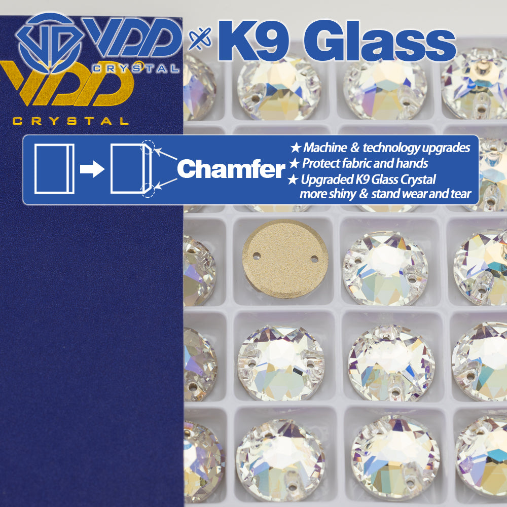 VDD S256 Moonlight  8 Big 8 Small Top Quality K9 Glass Sew on Rhinestones Crystal Flatback Sewing Stones for Clothes Decorations