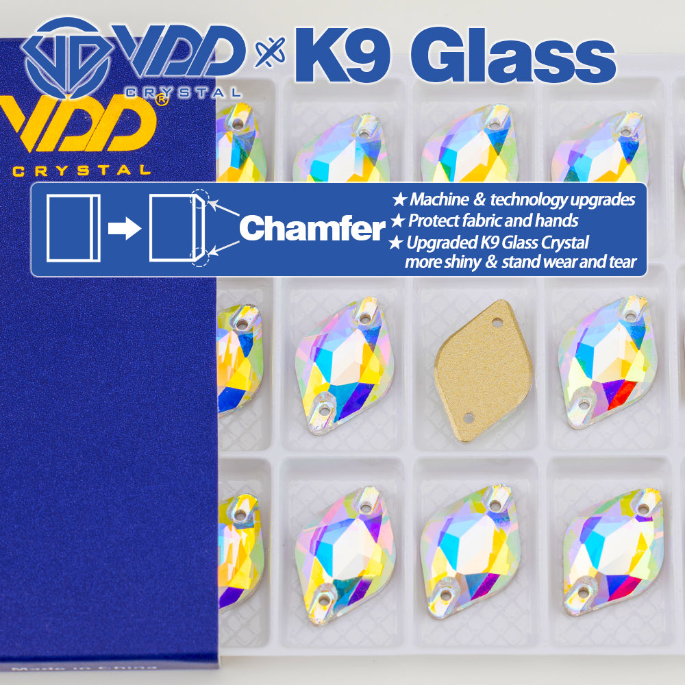VDD S255 Crystal AB Lemon Top Quality K9 Glass Sew on Rhinestones Crystal Flatback Sewing Stones for Clothes Decorations
