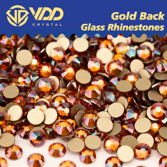 VDD 126 Sun Star High Quality Glass Rhinestones Crystal Gold Flatback Strass Stones For Nail Art Crafts DIY Decorations